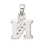 Sterling Silver CZ Letter N Initial Pendant - Image 3