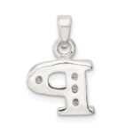 Sterling Silver CZ Letter P Initial Pendant - Image 3