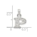 Sterling Silver CZ Letter P Initial Pendant - Image 4