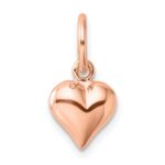 Sterling Silver Rose-tone Polished Puffed Heart Pendant