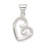 Sterling Silver Polished Fancy Swirl Heart Pendant - Image 3