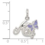 Sterling Silver Polished Mom Butterfly Enameled Charm - Image 3