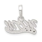 Sterling Silver CZ Polished Mom Pendant - Image 4