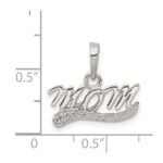 Sterling Silver CZ Polished Mom Pendant - Image 3