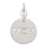 Sterling Silver Polished Circle Mom Charm