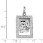 Sterling Silver Rhodium-plated Textured Picture Frame Charm - Image 3