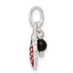 Sterling Silver Red Enameled Ladybug w/Bead Charm - Image 2