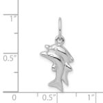 Sterling Silver Rhodium-plated Polished Dolphin Charm - Image 3