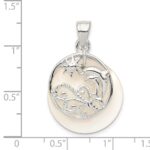 Sterling Silver Polished Dolphin & Waves Mother of Pearl Pendant - Image 3