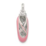 Sterling Silver Polished Enamel Ballet Slipper Pendant
