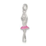 Sterling Silver Pink & White Enamel with Glitter Ballerina Charm - Image 5