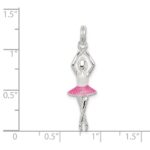 Sterling Silver Pink & White Enamel with Glitter Ballerina Charm - Image 3