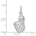 Sterling Silver Basketball In Hoop Charm - Image 3