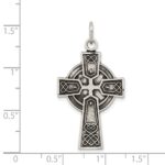 Sterling Silver Antiqued Satin Irish Cross Pendant - Image 3