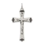 Sterling Silver Antiqued Satin Halo and Corpus Cross Pendant