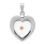 Sterling Silver Platinum-plated Large Heart with Mustard Seed Pendant