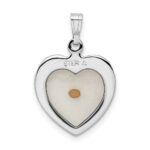 Sterling Silver Platinum-plated Large Heart with Mustard Seed Pendant - Image 3