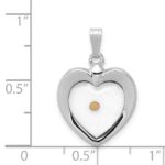 Sterling Silver Platinum-plated Large Heart with Mustard Seed Pendant - Image 4