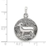Sterling Silver Polished Antique Finish Aries Horoscope Zodiac Pendant - Image 3