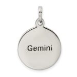 Sterling Silver Polished Antique Finish Gemini Horoscope Zodiac Pendant - Image 4