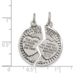 Sterling Silver Satin Antiqued 2-Piece Mizpah Pendant - Image 3