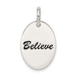 Sterling Silver Polished Enamel Believe Pendant