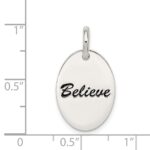 Sterling Silver Polished Enamel Believe Pendant - Image 4