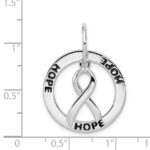 Sterling Silver Rhod Plated Hope Circle & Cancer Awareness Ribbon Pendant - Image 4