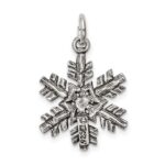 Sterling Silver Antiqued Snow Flake Charm - Image 4