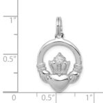 Sterling Silver Rhodium-plated CZ Irish Claddagh Pendant - Image 4