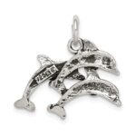 Sterling Silver Antiqued Dolphin Charm - Image 4