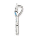 Sterling Silver Rhod-pltd CZ Blue Inlay Created Opal Palm Tree Slide - Image 2