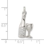 Sterling Silver CZ Wine/Champagne Bottle/Glass Charm Pendant - Image 3