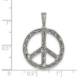 Sterling Silver Antiqued Peace Sign Charm - Image 3