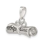 Sterling Silver Rhodium-plated Rolled-Up Diploma Charm - Image 5