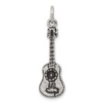 Sterling Silver Antiqued Acoustic Guitar Charm
