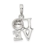 Sterling Silver Polished Enamel Love Soccer Pendant - Image 4
