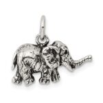 Sterling Silver Antiqued Elephant Charm - Image 3