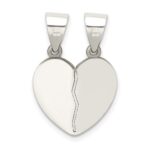Sterling Silver Antiqued Mini I Love You Break Apart Heart Pendant - Image 3