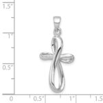 Sterling Silver Rhodium-plated Polished Cross Pendant - Image 4