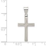 Sterling Silver Textured, Brushed and Polished Latin Cross Pendant - Image 3