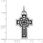 Sterling Silver Platinum-plated & Black Platinum Design Cross Pendant - Image 4