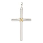 Sterling Silver Polished w/Gold-plated Rope Hollow Crucifix Pendant