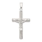 Sterling Silver Polished Hollow Crucifix Cross Pendant