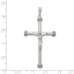 Sterling Silver Polished Textured Hollow Crucifix Pendant - Image 3