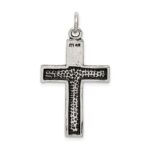 Sterling Silver Antiqued Squared Cross Crucifix Pendant - Image 4