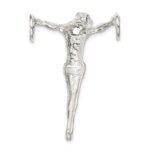 Sterling Silver Polished Jesus Cross Chain Slide Pendant - Image 4