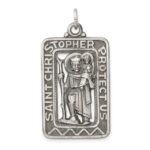 Sterling Silver Antiqued and Brushed St. Christopher Medal