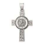 Sterling Silver Antiqued, Textured and Polished St. Michael Pendant