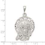 Sterling Silver Polished & Textured Jesus Head Pendant - Image 3